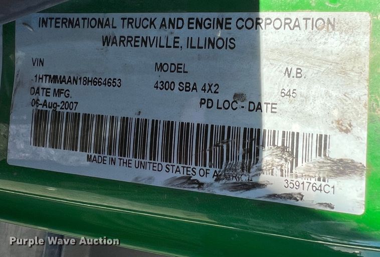 image for item KR9557 2008 International 4300  flatbed truck