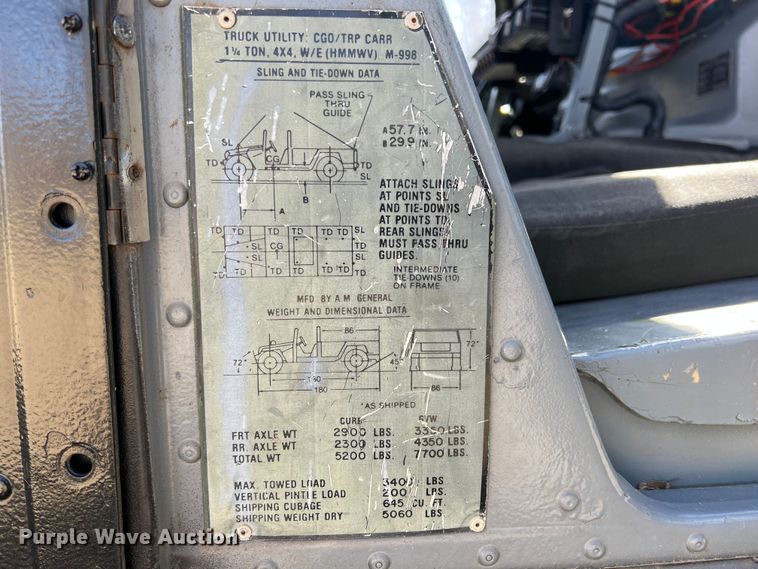 image for item KR9561 1990 Am General M998 Humvee