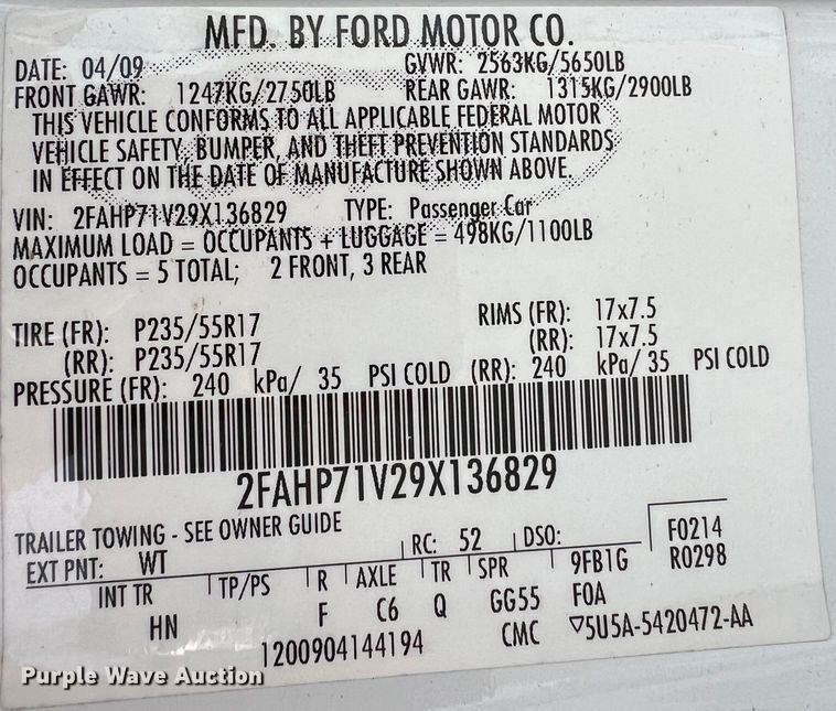 image for item KR9593 2008 Ford Crown Victoria Police Interceptor