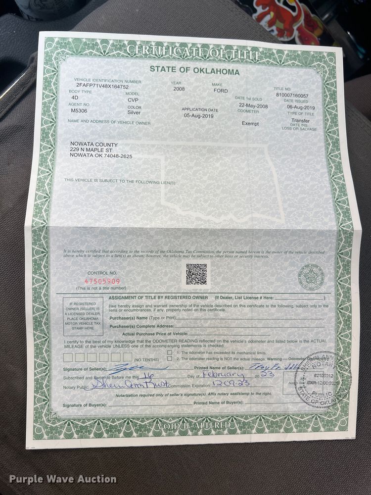 image for item KR9593 2008 Ford Crown Victoria Police Interceptor