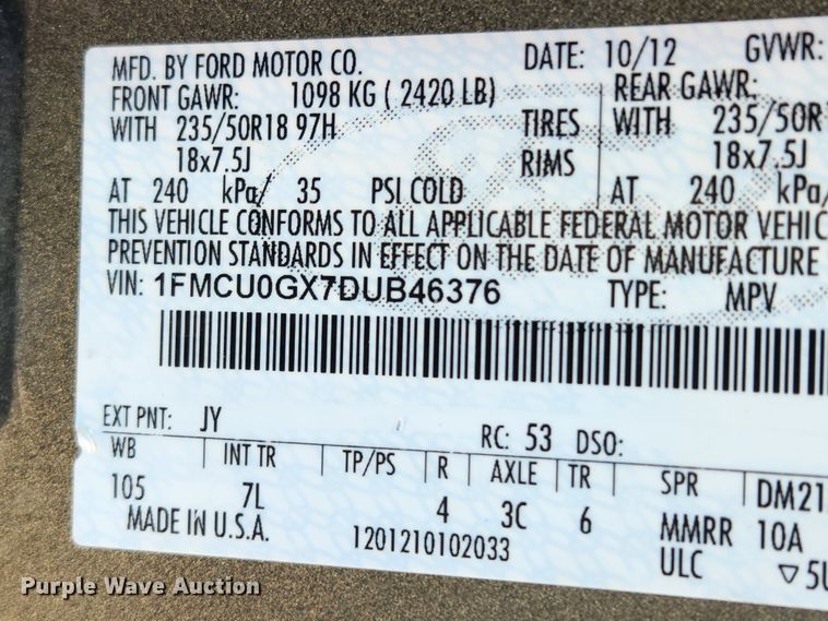 image for item KT9410 2013 Ford Escape SE  SUV