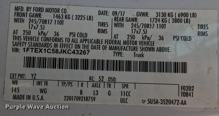 image for item LF9610 2018 Ford F150  SuperCab pickup truck