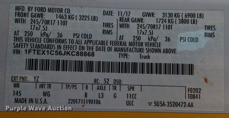 image for item LF9611 2018 Ford F150  SuperCab pickup truck