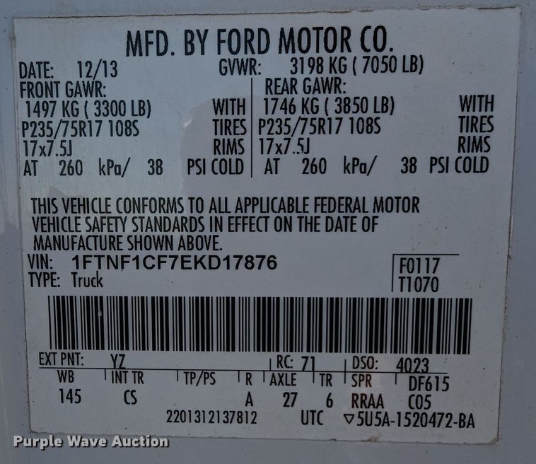 image for item LF9626 2014 Ford F150  pickup truck
