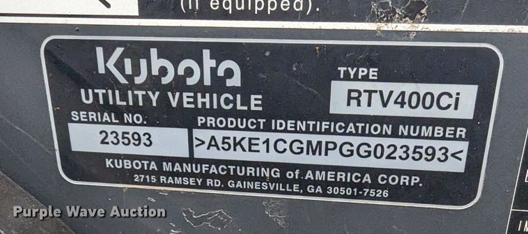 image for item LF9682 Kubota RTV400ci  utility vehicle