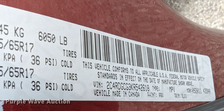 image for item LF9713 2019 Dodge Grand Caravan  van