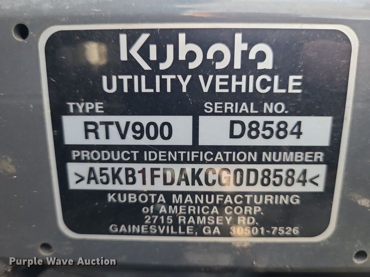 image for item LH9853 Kubota RTV900T  utility vehicle