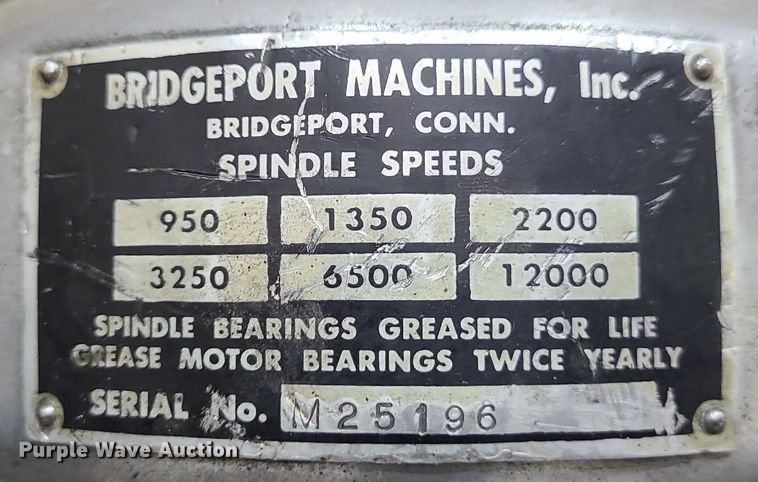image for item LH9865 Bridgeport  milling machine