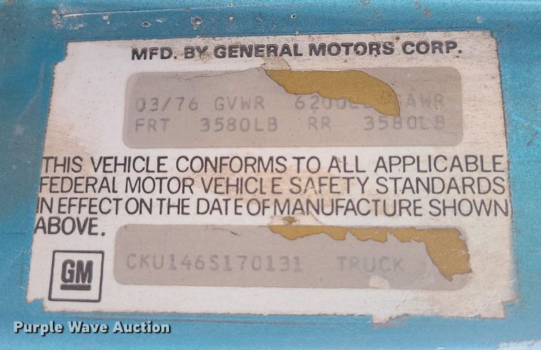 image for item LH9892 1976 Chevrolet K20  pickup truck