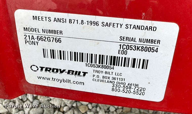 image for item LN9119 Troy-Bilt Pony  rear tine tiller