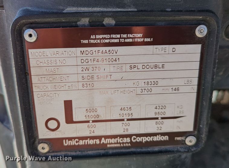 image for item LP9241 UniCarriers MDG1F4A50V  forklift