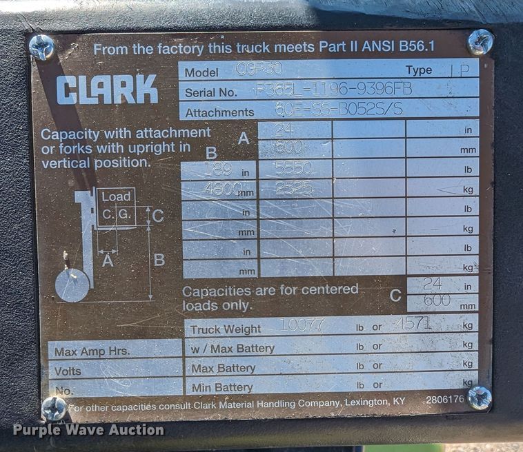 image for item LP9242 Clark CGP30  forklift