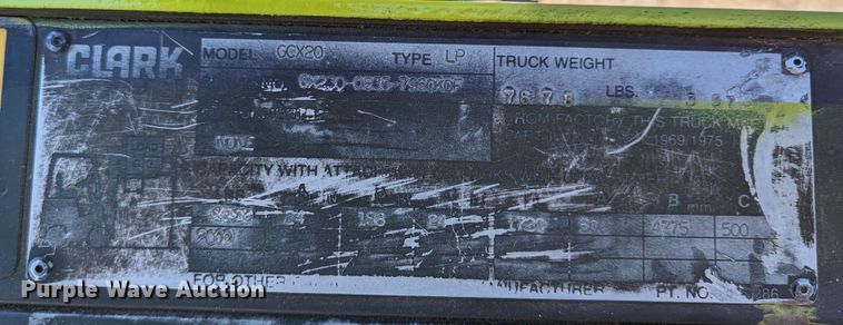image for item LP9244 Clark GCX20  forklift