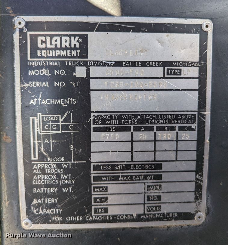 image for item LP9245 Clark C500-Y30  forklift