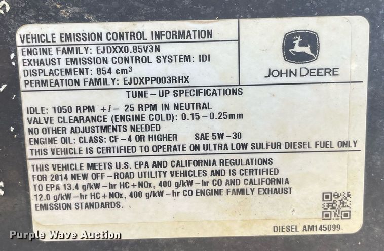 image for item LR9540 2014 John Deere 855D  utility vehicle