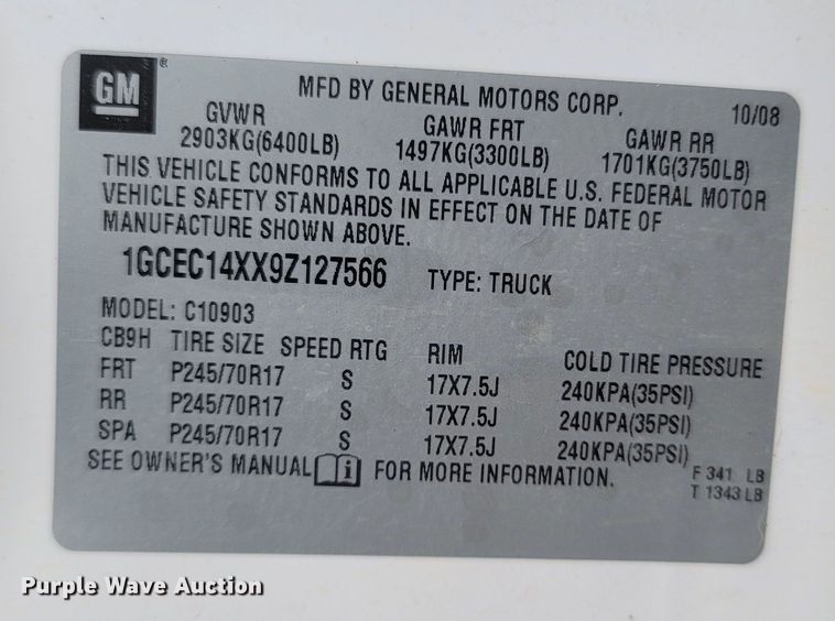 image for item MB9835 2009 Chevrolet Silverado 1500  pickup truck