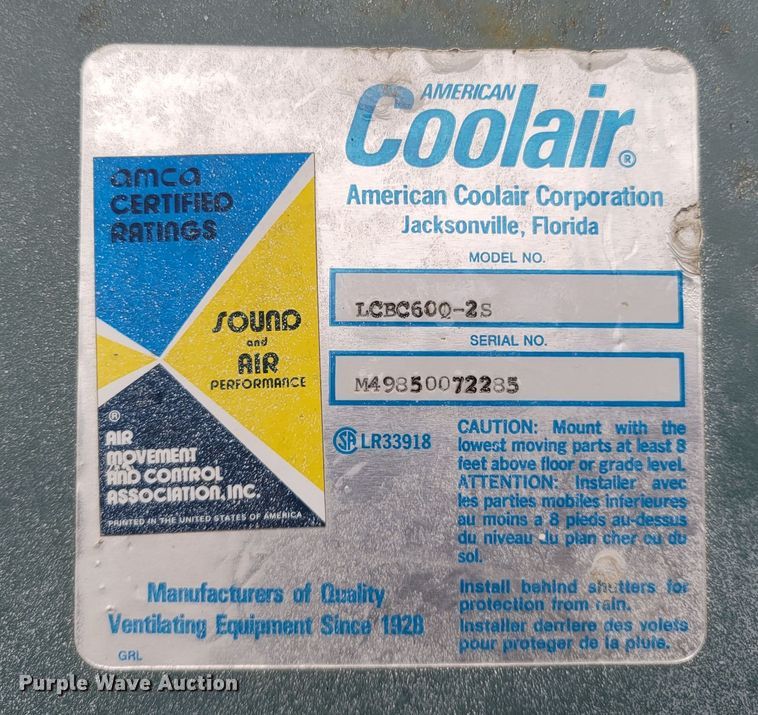 image for item MB9843 (2) Coolair LCBC600-2S 65" fans