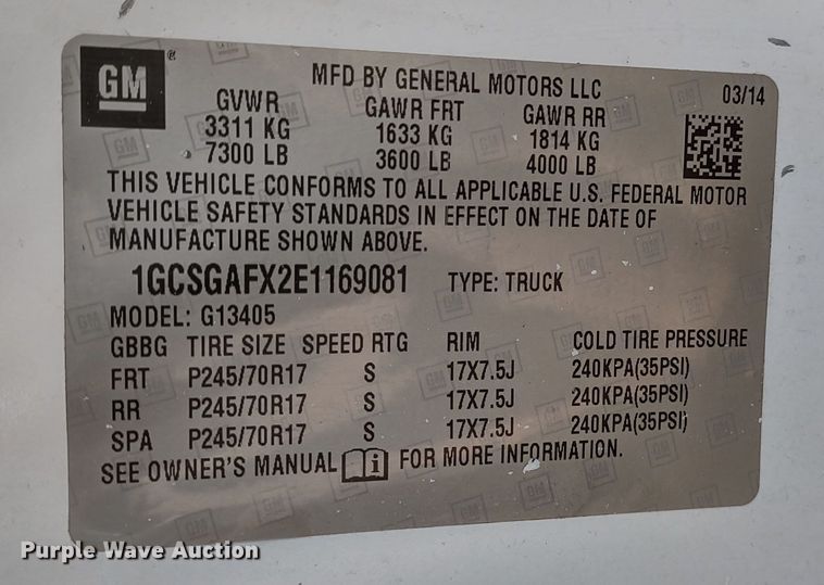 image for item MD9407 2014 Chevrolet Express 1500  van