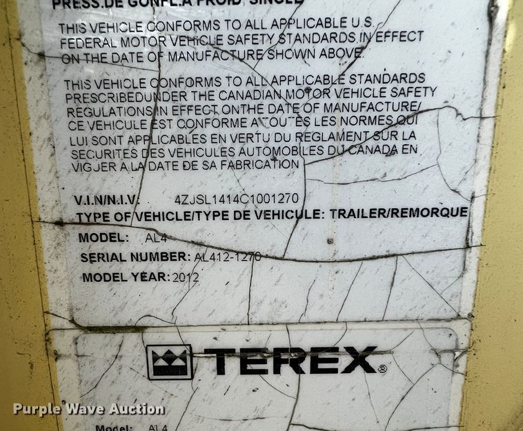 image for item MK9772 2012 Terex AL4  light plant