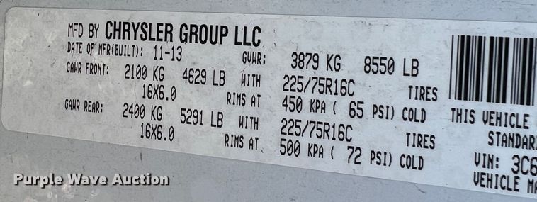 image for item MM9183 2014 Dodge Ram 1500 Promaster  delivery van