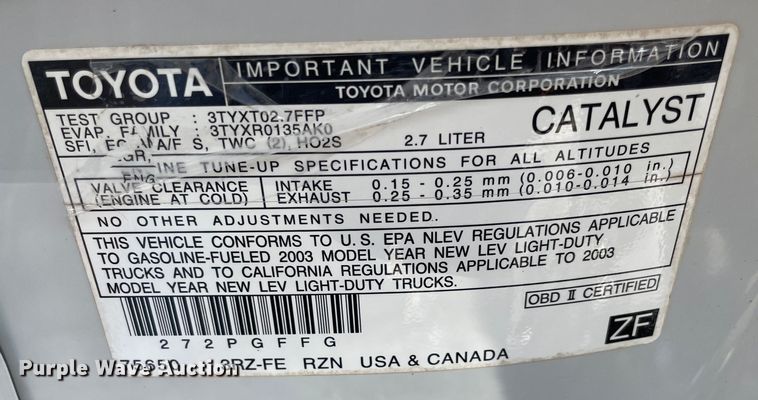 image for item MM9283 2003 Toyota Tacoma  pickup truck