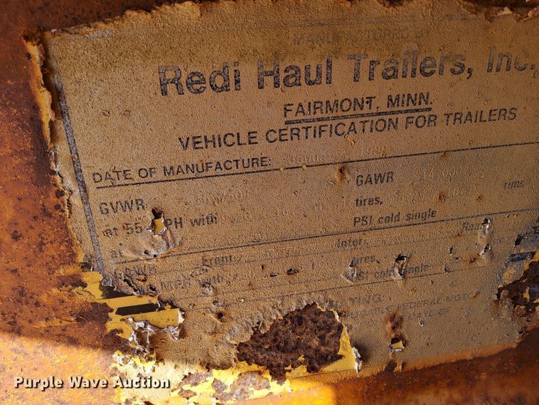 image for item MW9472 1989 Redi Haul FSL1427E  equipment trailer