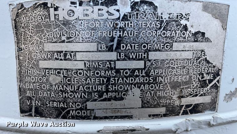 image for item DG5446 1978 Hobbs A8-8576-45  dry van trailer