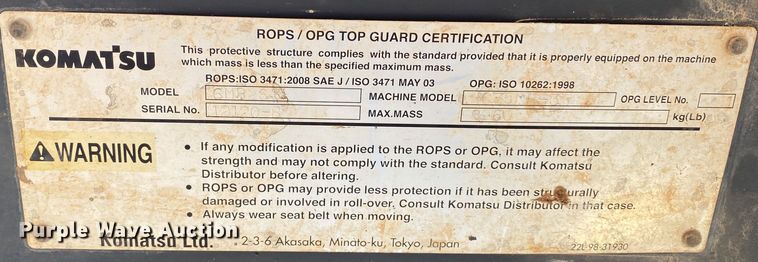 image for item DL7030 2012 Komatsu PC35MR-3  mini excavator