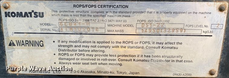 image for item DL7046 2010 Komatsu D51EX-22  dozer