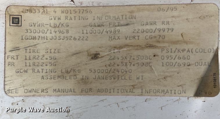 image for item DL7047 1995 GMC Top Kick  water truck