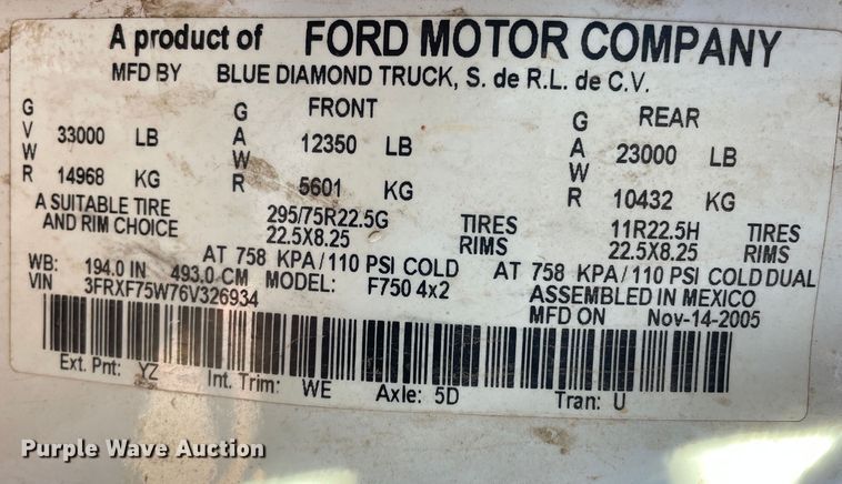 image for item DN4551 2006 Ford F750 Super Duty  bucket truck