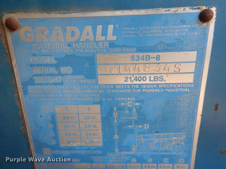 image for item DN6292 1989 Gradall 534B-8  telehandler