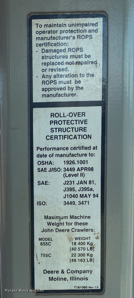 image for item DN8248 2006 John Deere 655C Series II  track loader