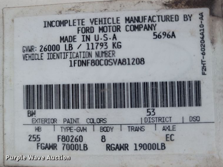 image for item DO1486 1995 Ford F800  dump truck