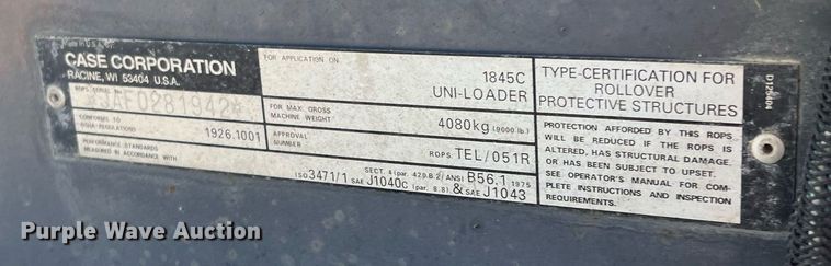 image for item DO3792 1999 Case 1845C  skid steer loader