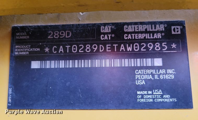image for item DO4177 2015 Caterpillar 289D  tracked skid steer loader