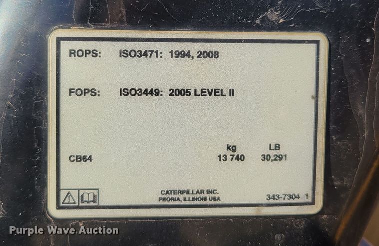 image for item DO4185 2012 Caterpillar CB-64  double drum vibratory roller