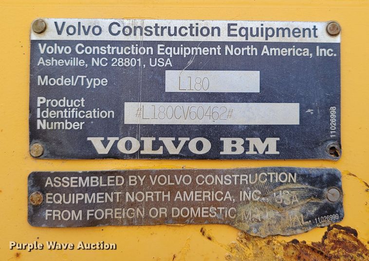 image for item DO4186 1996 Volvo L180C  wheel loader