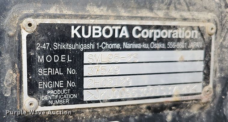 image for item DO4205 2018 Kubota SVL95-2S  tracked skid steer loader