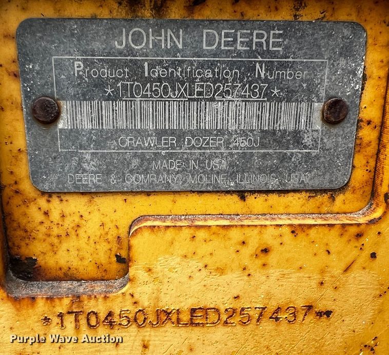 image for item DQ1997 2014 John Deere 450J LGP  dozer