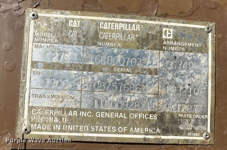 image for item DR6004 1990 Caterpillar 627E  conventional scraper