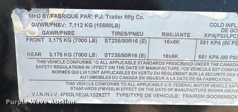 image for item DR6033 2020 PJ Trailers  dump trailer