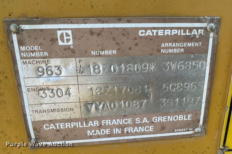 image for item DR6060 1986 Caterpillar 963  track loader