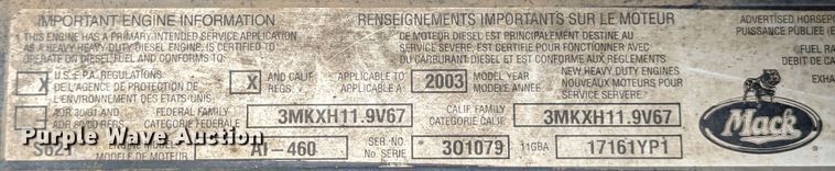 image for item DR6843 2004 Mack Granite CV713  vacuum truck