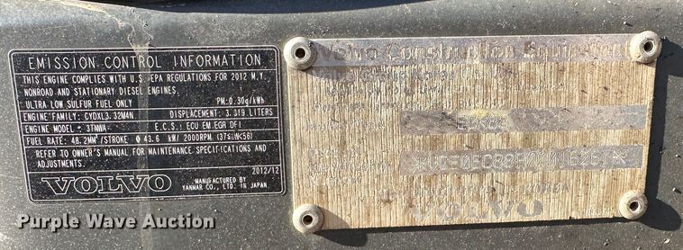 image for item DR7464 2013 Volvo ECR88  mini excavator