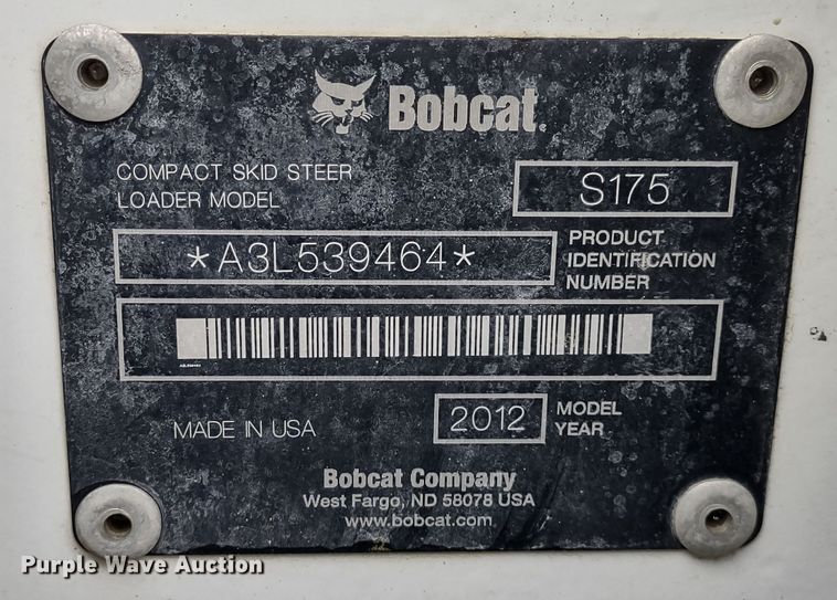 image for item DR8182 2012 Bobcat S175  skid steer loader