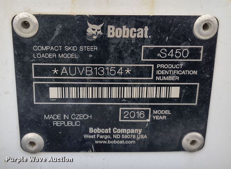 image for item DR8203 2016 Bobcat S450  skid steer loader