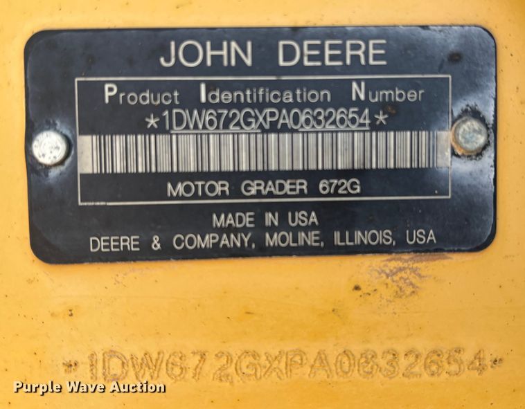 image for item DS2781 2011 John Deere 672G  motor grader