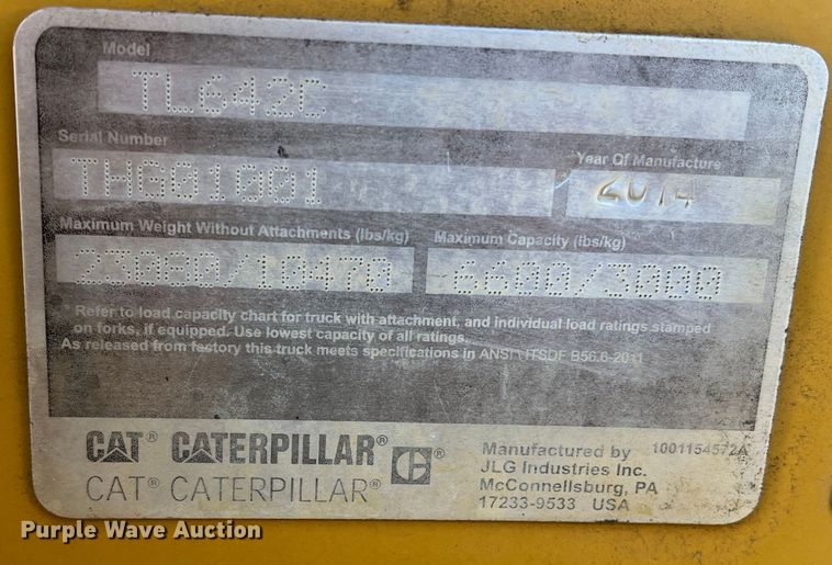 image for item DS2784 2014 Caterpillar TL642C  telehandler