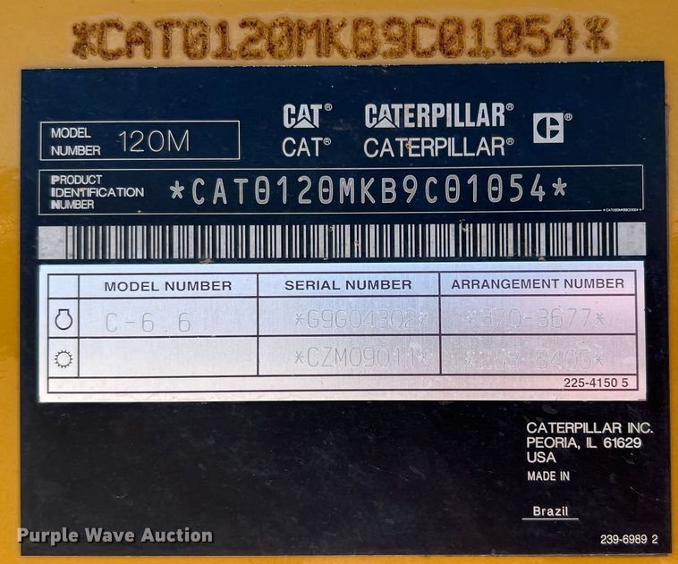 image for item DS2794 2011 Caterpillar 120M  motor grader